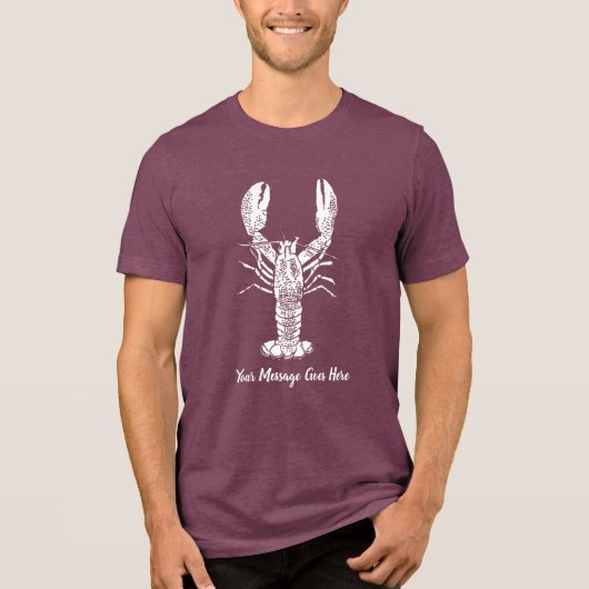 White Lobster Graphic Custom Message Tri-Blend Shirt (Voorkant)