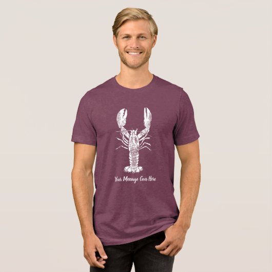 White Lobster Graphic Custom Message Tri-Blend Shirt (Voorkant volledig)