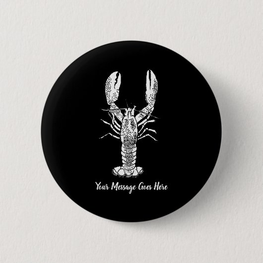 White Lobster Graphic Message Ronde Button 5,7 Cm (Voorkant)