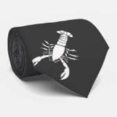 White Lobster on Dark Grey Stropdas (Opgerold)