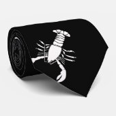 White Lobster op zwart Stropdas (Opgerold)