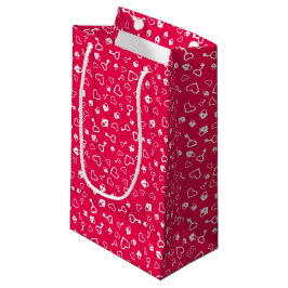 White Lock en Key Hearts Patterned Gift Bag Klein Cadeauzakje