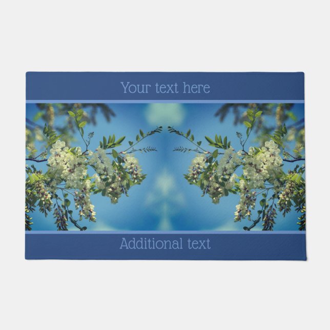 White Locust Flower Blossom Personalized Deurmat (Voorkant)