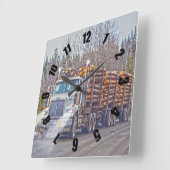 White Logging Truck Lumber Mill Delivery Art Vierkante Klok (Hoek)