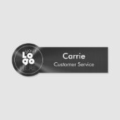 White Logo pensed Radiaal Metallic Black Name Tag (Voorkant)