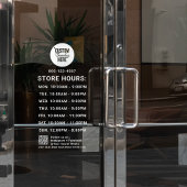 White Logo voor bedrijfstijden QR-code social medi Raamsticker