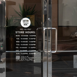 White Logo Zakelijke Openingsuren QR Code Social M Raamsticker
