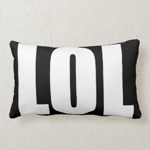 White LOL on Black Pillow Kussen