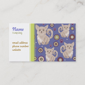 White Longhaire Chihuahua Pattern Visitekaartje