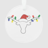 White Longhorn met kerstlampjes en Santa hat Ornament (achterkant)
