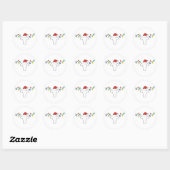 White Longhorn met kerstlampjes en Santa hat Ronde Sticker (Vel)