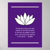 White Lotus Flower and Buddha Quote Poster (Voorkant)