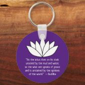 White Lotus Flower and Buddha Quote Sleutelhanger (Voorkant)