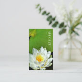 White Lotus Flower foto Bright Green Visitekaartje (Staand voorkant)