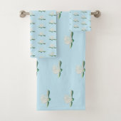 White Lotus Flower Illustration Bad Handdoek (Insitu)