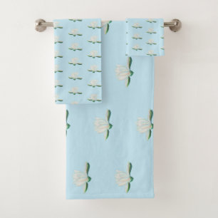 White Lotus Flower Illustration Bad Handdoek