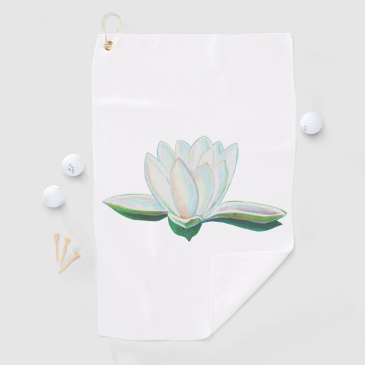 White Lotus Flower Illustration Golfhanddoek (Insitu)
