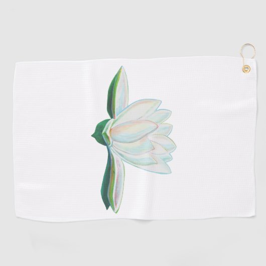 White Lotus Flower Illustration Golfhanddoek (Horizontaal)