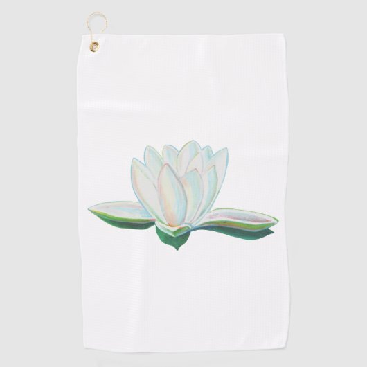 White Lotus Flower Illustration Golfhanddoek (Voorkant)