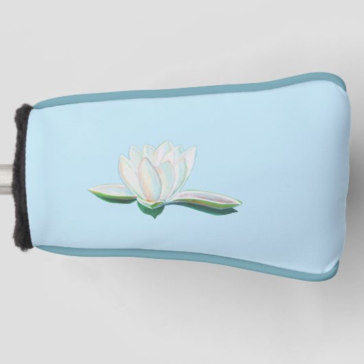 White Lotus Flower Illustration Golfheadcover (Voorkant)
