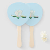 White Lotus Flower Illustration Handwaaier (Voorkant en achterkant)