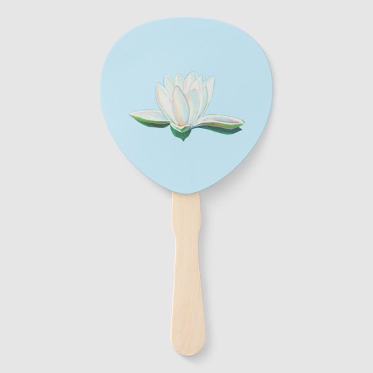 White Lotus Flower Illustration Handwaaier (Voorkant)