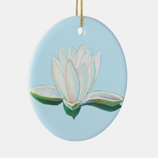 White Lotus Flower Illustration Keramisch Ornament (Rechts)