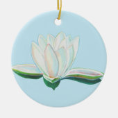 White Lotus Flower Illustration Keramisch Ornament (Voorkant)