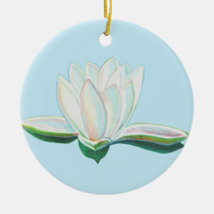 White Lotus Flower Illustration Keramisch Ornament