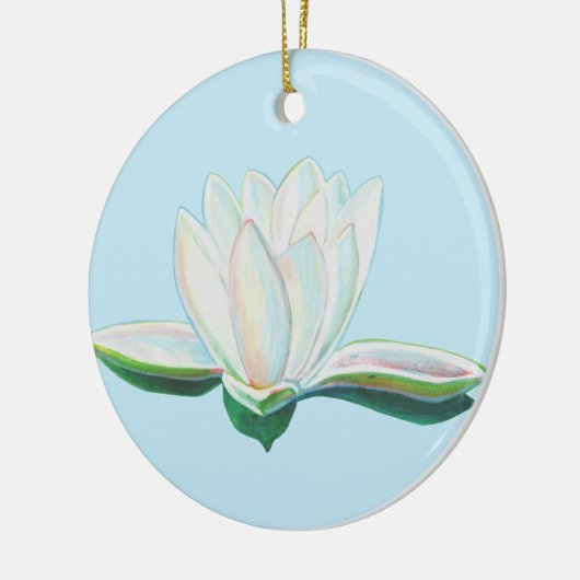 White Lotus Flower Illustration Keramisch Ornament (Links)