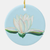 White Lotus Flower Illustration Keramisch Ornament (Achterkant)
