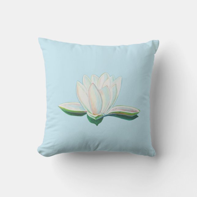 White Lotus Flower Illustration Kussen (Voorkant)
