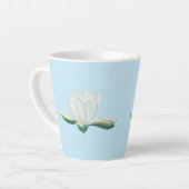 White Lotus Flower Illustration Latte Mok (Linkerhoek)