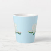 White Lotus Flower Illustration Latte Mok (Voorkant)