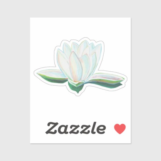 White Lotus Flower Illustration Sticker (Vel)