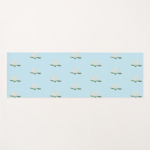 White Lotus Flower Illustration Yogamat