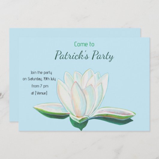 White Lotus Flower Luminous Personalized Kaart (Voorkant / Achterkant)