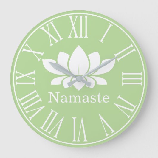 White Lotus Flower Namaste Yoga Grote Klok (Voorkant)