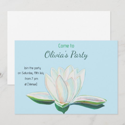 White Lotus Flower Party - Gepersonaliseerd Kaart (Voorkant / Achterkant)