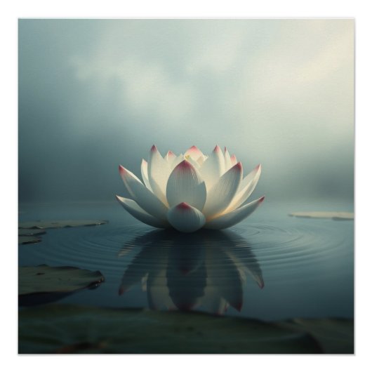 white lotus flower perfect poster (Voorkant)