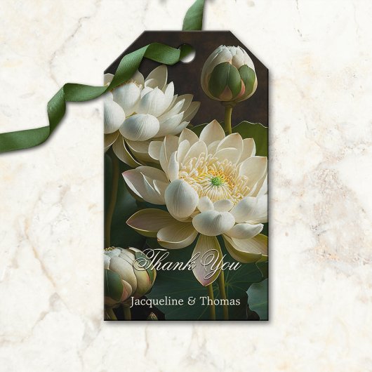 White Lotus Flowers Romantic Favor of Cadeaulabel