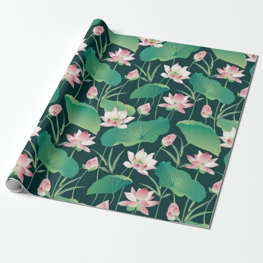 White Lotus Garden Cadeaupapier (Uitgerold)