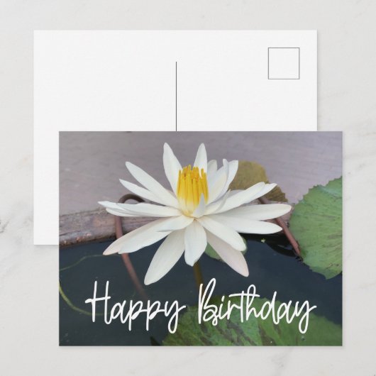 White Lotus in de vijver Happy Birthday Briefkaart (Voorkant / Achterkant)