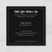 White Lotus in Water Wellness Spa Black Vierkante Visitekaartje (Achterkant)