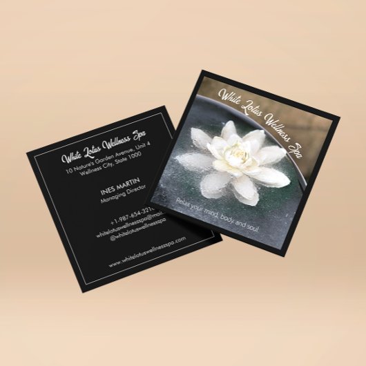 White Lotus in Water Wellness Spa Black Vierkante Visitekaartje