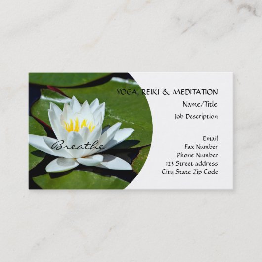 White Lotus l Water Lily l Breathe Visitekaartje (Voorkant)