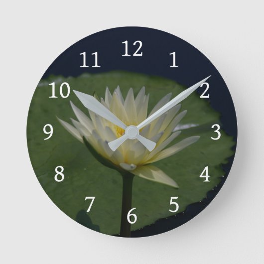 White Lotus Waterlily Ronde Klok (Voorkant)