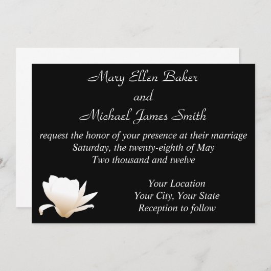 White Lotus Wedding Invitation Kaart (Voorkant / Achterkant)
