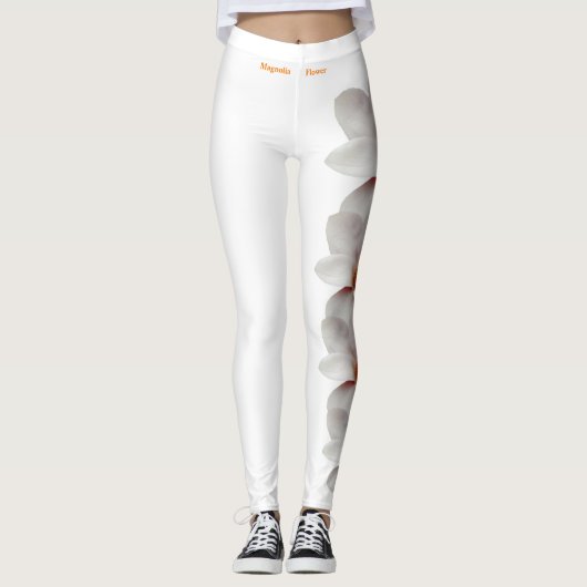 White Louisiana Magnolia State Flower Leggings (Voorkant)