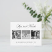 White Love and Bedankt Wedding 3-Photo Template Briefkaart (Staand voorkant)